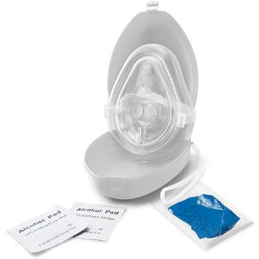 Medical CPR Rescue Mask, Adult/Child Pocket Resuscitator, Hard Case with Wrist Strap, Pocket CPR Mask w/O2 with Gloves - 1 Pack