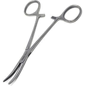 Kelly Hemostat Forceps 5.5" Curved Clamps with Half Serrated Jaws Ideal for EMT, Firefighter, Nurses, Dental, hobby, Fishing Electronics, Pruning + More Stainless Steel (Black)
