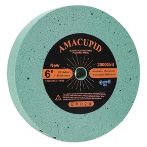 Elastic Polyurethane Buffing Wheels 6 inches 2000 Grit. for Bench Grinder Buffing Machine. High-Precision Polishing of Stainless Steel, Aluminum Alloy, Zinc Alloy, Etc. (1/2 Inch Arbor)
