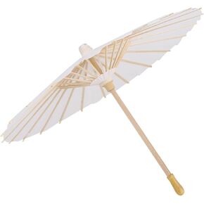 Paper Parasol, DIY White Color Paper Umbrella Oil Paper Decorative Umbrella Photo Photography Art Display for Summer Shade Theatrical Performances Wedding Decor Crafts Party (40cm)