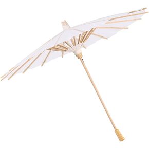 Paper Parasol, DIY White Color Paper Umbrella Oil Paper Decorative Umbrella Photo Photography Art Display for Summer Shade Theatrical Performances Wedding Decor Crafts Party (40cm)