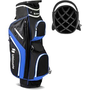 Tangkula Golf Cart Bag with 14 Way Top Dividers, Lightweight Golf Club Cart Bag with 9 Pockets, Cooler Bag, Umbrella Holder, Dual Strap & Rain Hood, Portable Golf Carry Bag for Men & Women