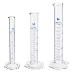 PATIKIL 10/25/50ml Graduated Cylinder, 3.3 Borosilicate Glass Measuring Cylinder Hex Base for Lab Experiment, Clear