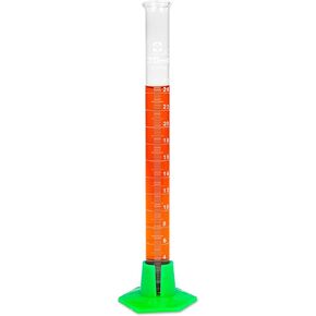 Vee Gee Scientific SIBATA 2355-25، أسطوانة متدرجة زجاجية من فئة الطلاب سعة 25 مل مع قاعدة بلاستيكية وواقي ممتص للصدمات (عبوة من 6 قطع) in Kuwait