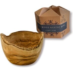Olive Wood Rustic Bowl Decorative Aesthetic Handmade Serving Nuts Dipping Small Candy Bowl For Office Gift Box Included Housewarming Gifts for Her Entryway Coffee Table Potpourri (Small Bowl, Rustic)