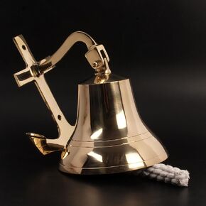 Decorative Brass Anchor Bell Wall Mount Premium Polish Anchor Ship Bells Nautical Ship Boat Maritime Decor