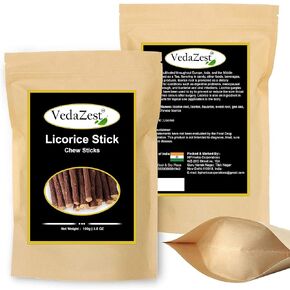 VedaZest Natural Licorice Root Sticks 100% Pure, Raw Natural Licorice Root Chew Sticks (100g), Dried & Pure Licorice Root Sticks, Mulethi
