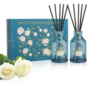2 Packs Reed Diffuser Set, 200ml Gardenia and Tuberose Essential Oil, Floral Scent Home Fragrance with 12pcs Fiber Sticks, Aromatherapy Scented Gifts for Bedroom Bathroom Office Shelf Decor