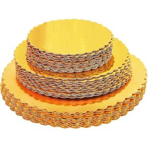 18-Pack Cake Board Rounds, Circle Cardboard Base Boards, 8, 10 and 12-Inch. Perfect for Cake Decorating, 6 of Each Size (Gold, 18)