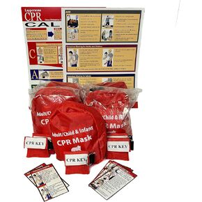 Soft Shell Adult/Child & Infant CPR Mask, CPR Charts & CPR Keychains Class Bundle