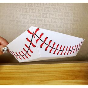 24pcs Baseball Food Trays Baseball Disposable Boats Paper Food Serving Tray Food Boats for Baseball Birthday Party Decorations
