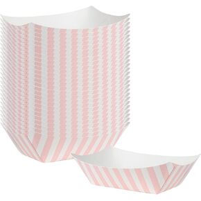 Restaurantware Bio Tek 4 Ounce Paper Boats 50 Disposable #25 Food Trays - PE Lining Durable Black Paper Food Baskets For Concession Stands Picnics or Fairs Stackable