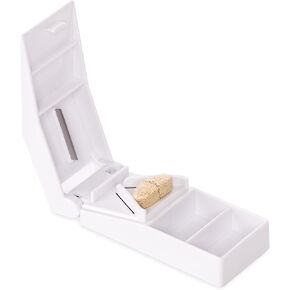 Pill Cutter Splitter with Stainless Steel Blade and Guard, Storage by easycare
