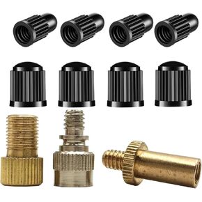 Bike Inflate Valve Conversion Adapter Set, Convert Presta to Schrader, Schrader to Presta, Presta to Presta Valve Extension fit DV SV AV Valves(11 Pack)