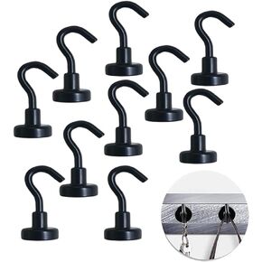 OUK 22LBS+Strong Magnetic Hooks,Rare Earth Magnets Heavy Duty Utility Hooks,Hook for Refrigerator,Home,Kitchen,Workplace Hanging Tool,Ideal for Magnetic Hanging (Black)