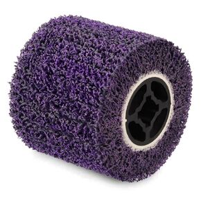 Abrasive Drawing Wheel Surface Conditioning Tool, 4.5" x 4" Wire Wheel Burnishing Tool for Metal Polishing Paint, Rust, Oxidation - 3/4" Quad Keyway for Hand held Polishing Machine(Purple)