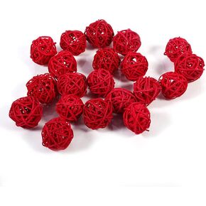 5 Colors 20Pcs Colorful Rattan Balls Crafts, Decorative Rattan Balls Ornaments, Wicker Rattan Balls Wedding Christmas Birthday Party Decorations for Bridal Shower(White)