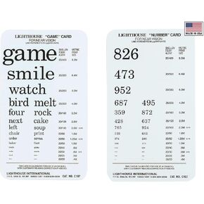 Lighthouse PowerCard Number & Word Recognition Pocket-Size Test Card, 40cm / 16 in. LH 9260