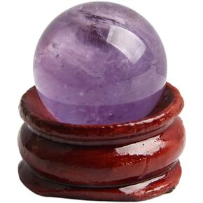 1Pcs 20mm Natural Amethyst Quartz Crystal Sphere Ball Healing Stone with Stand Gift+2.5 * 1.1 * 3cm Crystal Ball Base