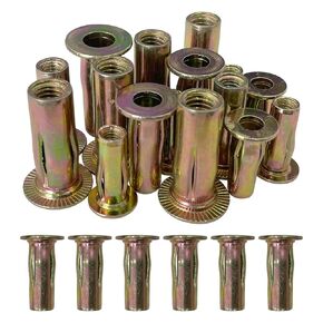 30 Pcs Multi Grip Rivet Nut Kit, M5 M6 M8 Rivet Nuts Pre Bulbed Shank Zinc-Plated Flat Head Threaded Insert Nut Fasteners for Construction Industrial
