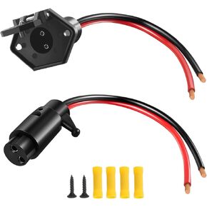 Trolling Motor Plug, 12V 8 Gauge 2 Wire Plug and Receptacle Compatible with Minn Kota Marine Boats Kayaks Male Female Connector Quick Connect Waterproof