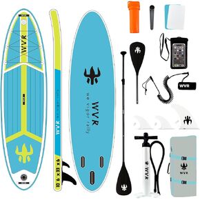 Inflatable Stand Up Paddle Board with Accessories, Anti-Slip EVA Deck, SUP Board for All Skill Levels Youth & Adults Wide Stable Adjustable Paddle, Leash and Carry Bag