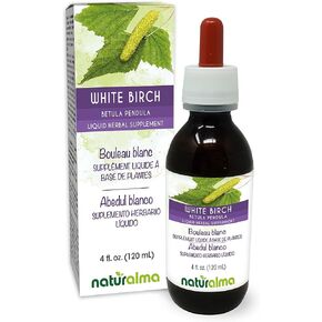 Naturalma White birch (Betula pendula, alba or verrucosa) leaf Alcohol-free Tincture - 4 fl oz Liquid extract in drops - Herbal supplement - Vegan
