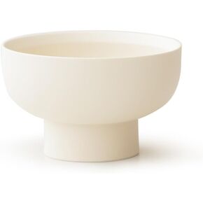 WENSHUO High-foot Deep Fruit Bowl, Ceramic Pedestal Decorative Bowl, Round Bowl for Salad, H2.55 × D4.5 Small Size, Coconut Café