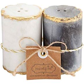 Mud Pie Marble Salt and Pepper Set, 2 3/4" x 1 3/4" dia, Multi