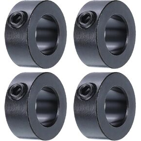 uxcell 4pcs Set Screw Collars 5/8" Bore Carbon Steel Shaft Collars, 1-1/8" OD, 1/2" Width Axle Collar Clamp for Linear Rod Shaft Guide, Black Oxide