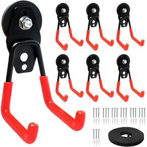 7 Pcs Magnetic Hooks Heavy Duty Magnetic Hook Large Garage Magnet Hooks for Hanging with Rubber Coating Nylon Fabric Tape 21 Pcs Screw Indoor Outdoor Tools