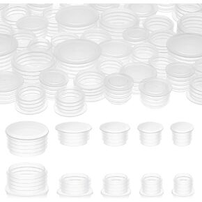 50 PCS Replacement Salt and Pepper Shaker Plug,1/2 to 9/10 Inch Plastic Stopper Replacement Stoppers, Clear Round End Cap for Pepper Shakers Pots Salt Bottles and Flower Pots