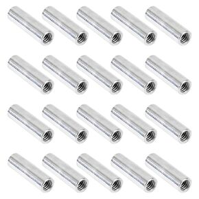 20 Packs 1/4"-20 Round Rod Coupling Nuts, UNC Threaded Round Connector Nuts，Length: 17.8mm