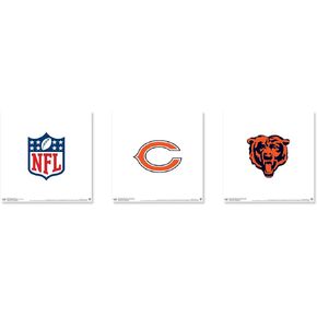 Trends International Gallery Pops NFL Chicago Bears Wall Art Bundle (3-Pack) Wall Poster, 12" x 12", Black Frame Version