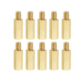 YOKIVE 10 Pcs M6 Standoff Screws, Brass Hex PCB Standoffs, Keep Height Consistent, Great for Motherboard (Gold Tone, 20mm+8mm)