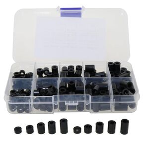 200PCS Black Round Nylon Gasket Assortment Kit Electrical Switch Screw Gasket Receptacle Gasket 10 Sizes Kit Suitable for Micro Motor and Automotive Part and Electronics