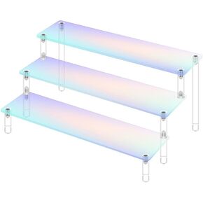 رف عرض أكريليك قوس قزح، حامل عرض مشع ذو 3 طبقات بلون شفاف للحلويات والكب كيك والعطور والأشكال ومستحضرات التجميل لعرض التخزين التنظيمي in Kuwait