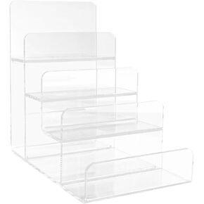 Acrylic Display Rack, Perfume Organiser, Wallet Display Rack, Cosmetic Display Rack for Home Decoration (4 Tiers)