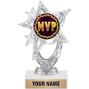 5.5" Silver Glitter MVP Trophies, Custom Astral Star MVP Trophy Award Prime
