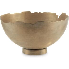 Signature Design by Ashley Maura Casual Decorative Metal Bowl, Metallic