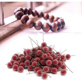 100Pcs Artificial Holly Berries, Fake Berries Mini Frosted Artificial Flower Decor Winter Christmas Berries Decor for Garland Making