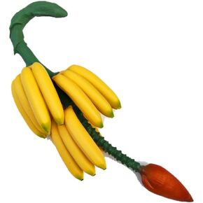 Artificial Whole Banana Cluster Faux Whole Bunch of Bananas with Stalk Bluish Yellow
