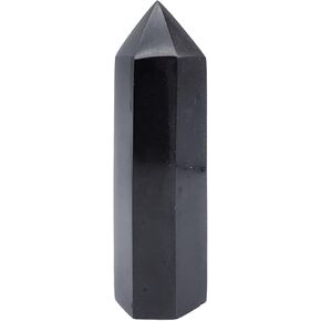 Natural Black Tourmaline Column Chunk - Handcrafted Healing Crystal Wand Tower Obelisk, Energy Protection Stone for Meditation, Chakra Balancing, Positive Energy, 0.6-0.9lb