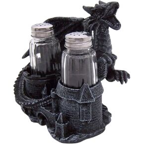 Gothic Dragon Castle Salt and Pepper Holder Set - 5.75 Inches