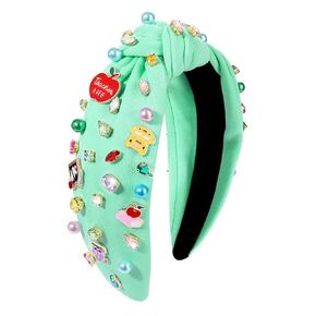 Rhinestone Pearl Colorful Headband Hair Accessories Apple Charm Jeweled Embellished Hairband Fashion Wide Top Knot Jewelry