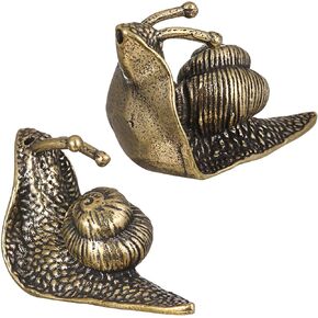 IMIKEYA 2pcs Decorative Brass Craft Snail Small Brass Snail Antique Brass Snail Figurines DIY Craft Ornaments for Micro Landscape Desktop Decors Home Decorations