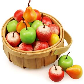 40 Pcs Mini Artificial Fruits Mini Apples Mini Fake Apples 1.3" Mini Mixed Fruit Set for Home Kitchen Cabinet Decoration Photography Props