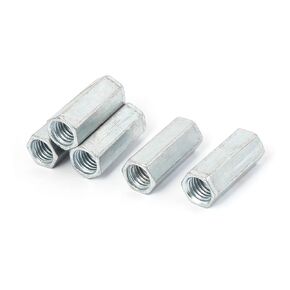 uxcell M12 Female Thread Straight Fitting Hex Rod Coupling Nuts Silver Tone 5 Pcs