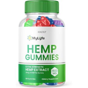 My Life Gummies - My Life Hemp Gummies - مكمل الصيغة الرسمية، 1500 مجم تركيبة قوية إضافية مع 25 مجم لكل علكة، مذاق رائع كبير الحجم متقدم جديد 2023 علكة (60 علكة) in Kuwait