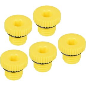 PATIKIL Hold Plugs M16x1.5, 5 Pack PP Plastic Male Threaded Hex Socket Sealing Screw End Cap, Yellow
